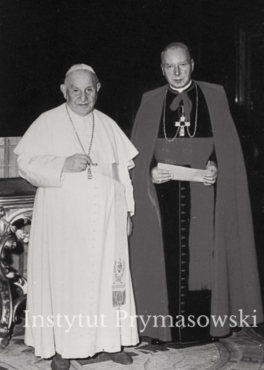 Papiez Jan XXIII  z kard. S. Wyszynskim.Rzym,25.1962r.