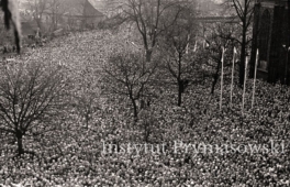 Wierni zebrani przed katedra podczas uroczystosci  milenijnych.